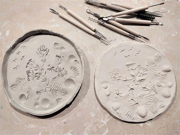 2 pieces of plaster modling clay