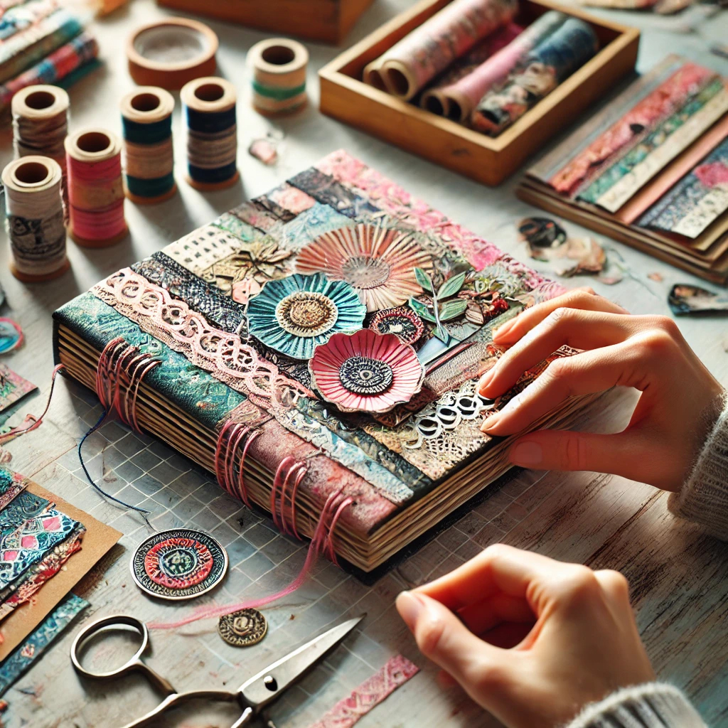 Person decorating a journal