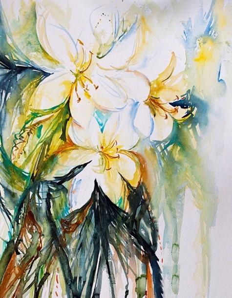 Watercolour painting of flowers