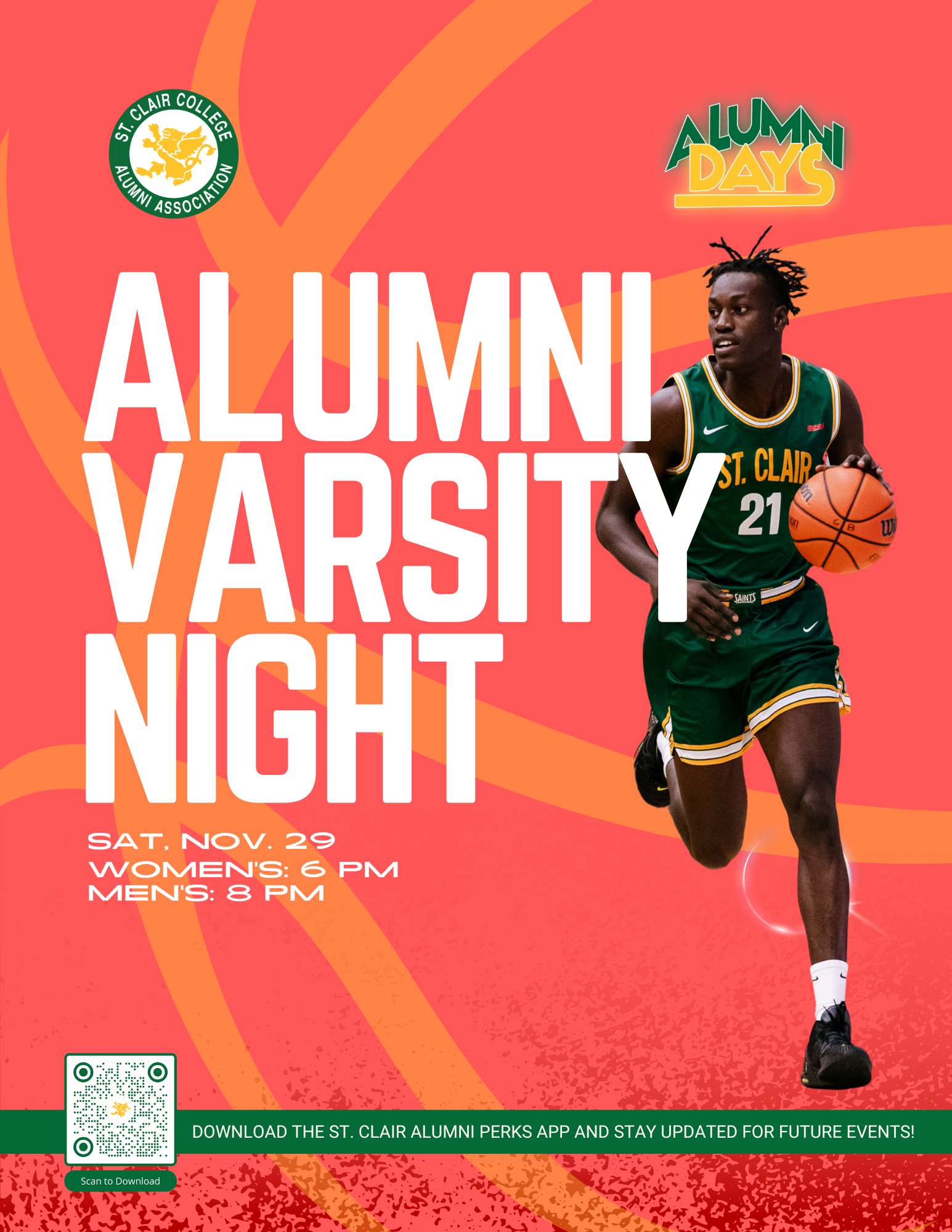 Alumni Varsity Night - Nov. 29 - Womens 6 pm, Mens 8 pm