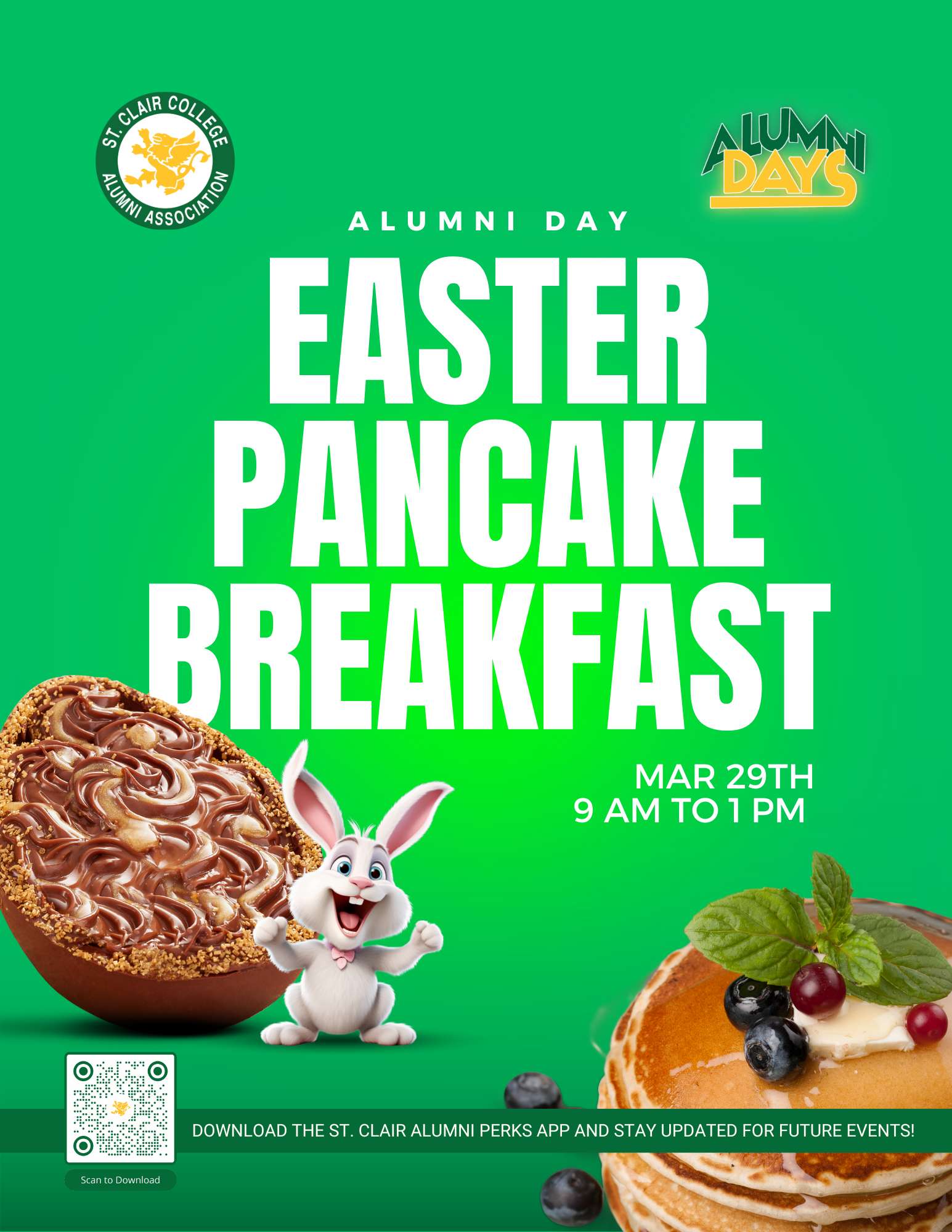 Alumni Day Easter Pancake Breakfast - Mar. 29, 9am to 1pm