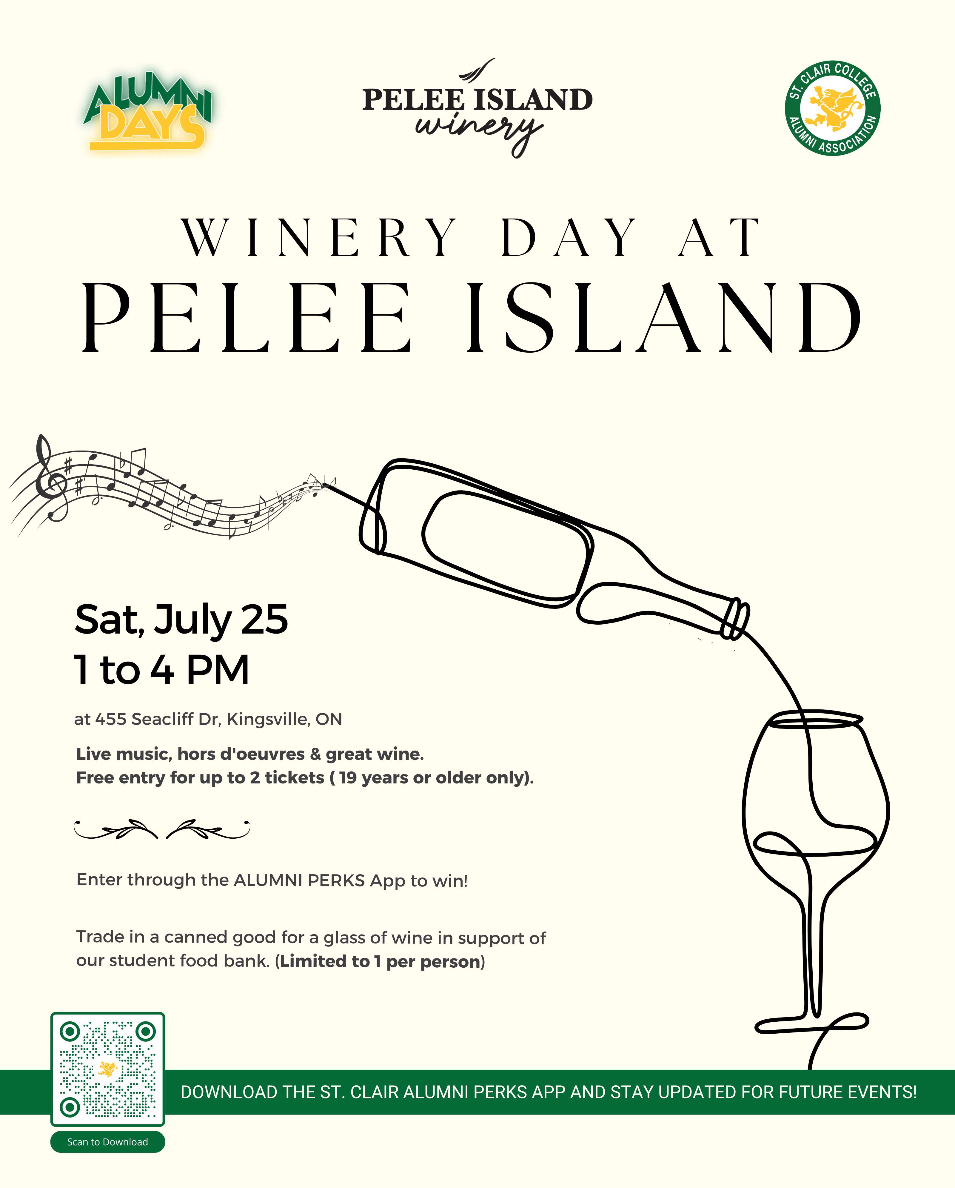 Winery Day at Pelee Island - July 25, 2026 1 to 4pm