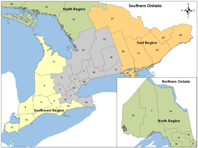 Ontario region map