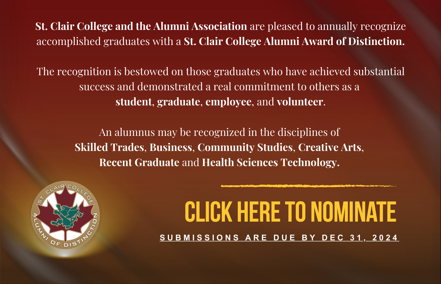 Click here to Nominate an Alumni of Distinction