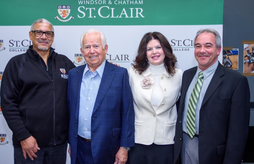 Dan Allen, Chair, St. Clair College Board of Governors, Michael Solcz Sr., Patricia France, President, St. Clair College, Mike Ouellette, General Manager, Skilled Trades Regional Training Centre