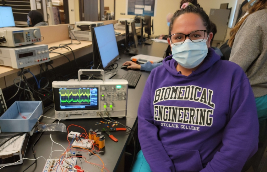 Krista Rusenstrom, 37, is a member of the student group, SC Instruments, that built an echocardiogram which is Bluetooth capable.