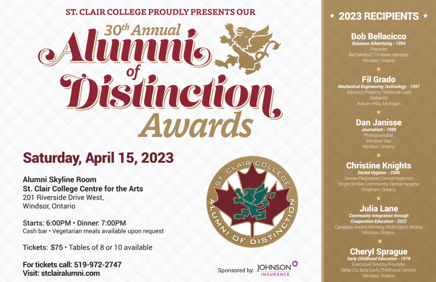 Six diplômés de St.  Clair sera honoré lors de la 30e remise des prix Alumni of Distinction