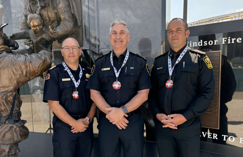 Windsor Fire and Rescue Chief Stephen Laforet, Windsor Police Chief Jason Bellaire and Essex-Windsor EMS Chief Justin Lammers