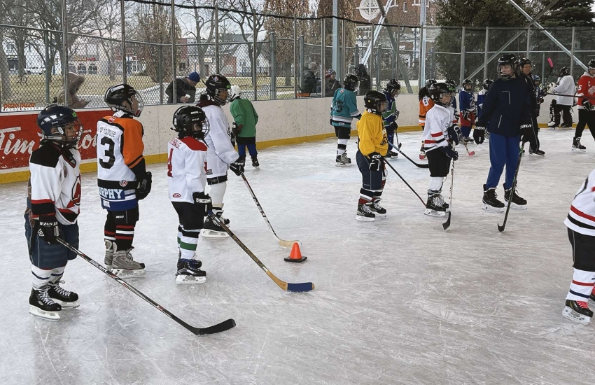 Kids skate around Lanspeary Lions Outdoor Rink