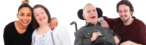 DSW students posing with people who have disabilities.