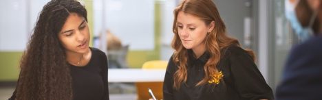 Two female students working together