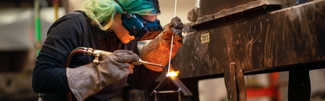 Female welding.